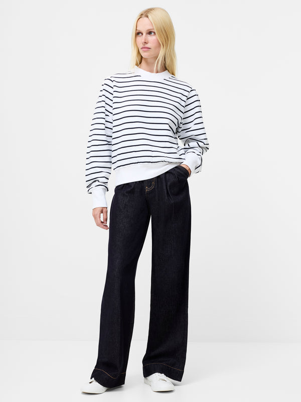 Sunday Sweat Striped Sweatshirt - Linen White/blue