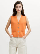 Missy Knit Waistcoat - Saffron Orange