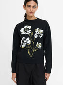Oriana Floral Neck Jumper - Black/khaki
