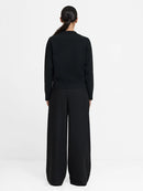 Oriana Floral Neck Jumper - Black/khaki