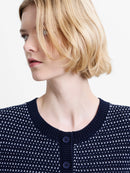 Haddie Mozart Faux Button Top - Navy/linen White