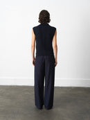 Roland Knit Collared Gilet - Indigo