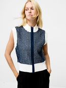 Klara Sleeveless Jumper - Navy Winter White