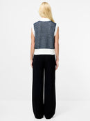 Klara Sleeveless Jumper - Navy Winter White