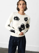 Paisley Floral Jacquard Jumper - White Multi
