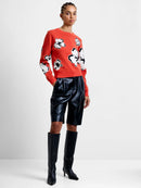 Paisley Floral Jacquard Jumper - Flame Orange