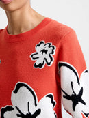 Paisley Floral Jacquard Jumper - Flame Orange