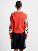 Paisley Floral Jacquard Jumper - Flame Orange
