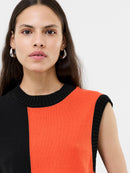 Varli Colour Blocking Knit Vest - Black Flame Camel