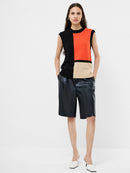 Varli Colour Blocking Knit Vest - Black Flame Camel