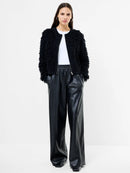 Mali Looped Fringe Knit Jacket - Black