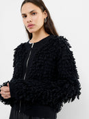 Mali Looped Fringe Knit Jacket - Black