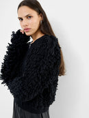 Mali Looped Fringe Knit Jacket - Black