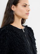 Mali Looped Fringe Knit Jacket - Black