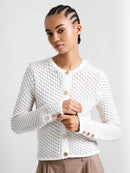 Janai Textured Cardigan - Winter White