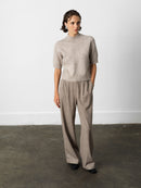 Kezia Mock Neck Top - Almond Neutral