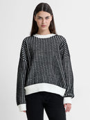 Jullie Round Neck Jumper - Blackout/winter White