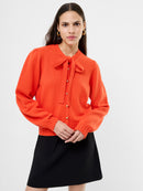 Varli Tie Neck Cardigan - Flame Orange