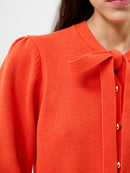 Varli Tie Neck Cardigan - Flame Orange