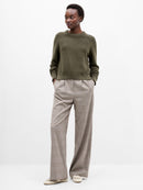 Lily Mozart Round Neck Jumper - Khaki Green
