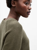 Lily Mozart Round Neck Jumper - Khaki Green