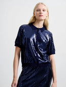 Hannah Sequin Shirt - Navy