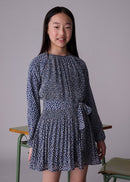Pleated Print Dress - Petroleum