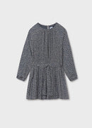 Pleated Print Dress - Petroleum