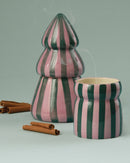 Pink & Green Ceramic Tree Candle - Cinnamon & Clove