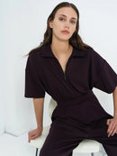 Wren Half Zip Jumpsuit - Mocha Brown