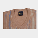 Pattern V Neck Jumper - Peach