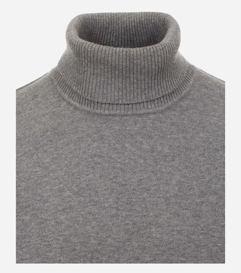 Plain Polo Neck Jumper - Grey