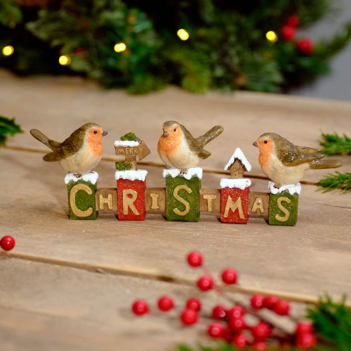 Festive Robin Christmas Word Block