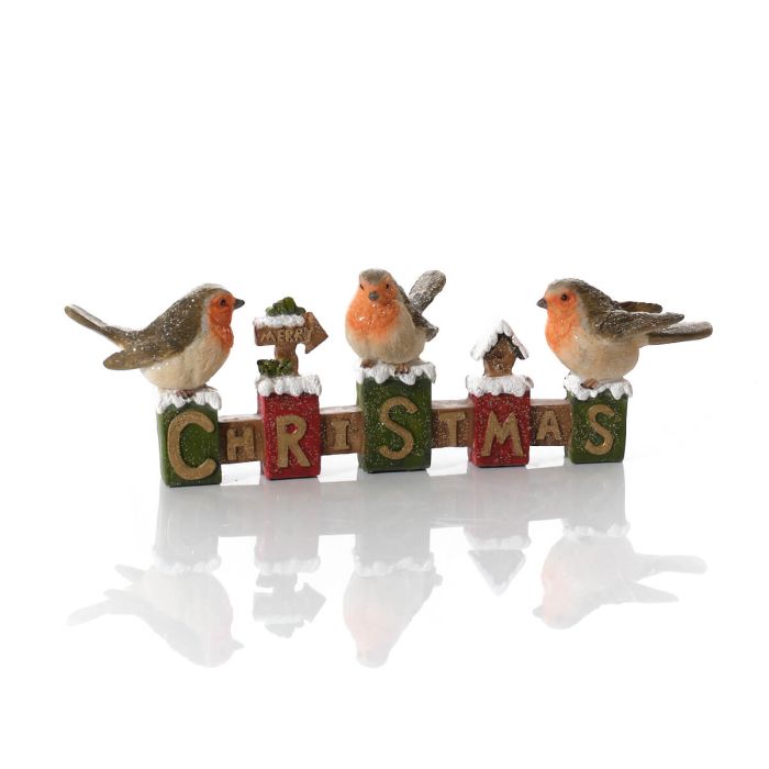 Festive Robin Christmas Word Block