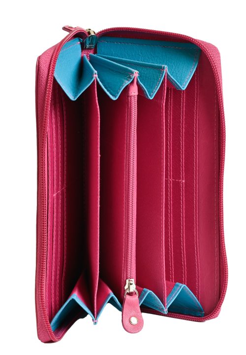 Light Weight Purse - Fuchsia/turquoise