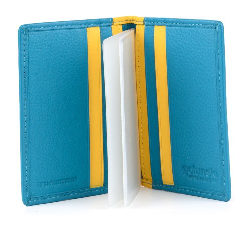 Credit Card Holder - Turquoise/yellow