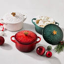 Stoneware Holly Petite Round Casserole - Cerise