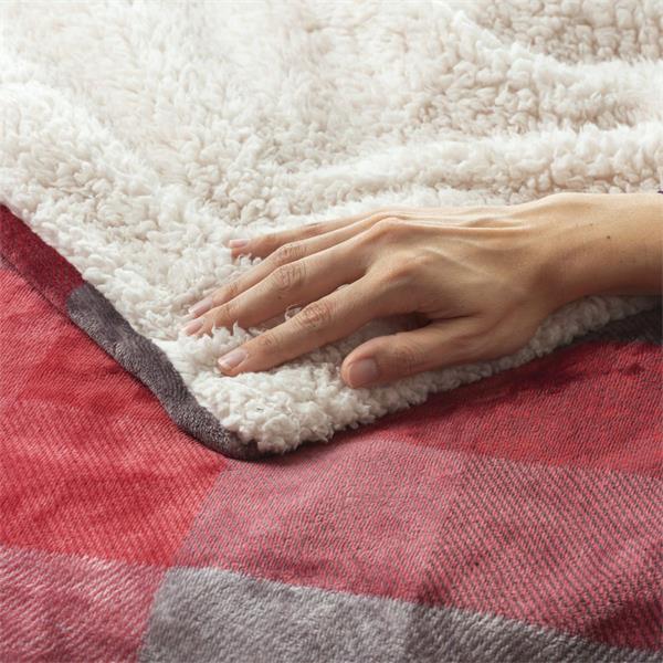 Heated Deluxe Throw 160x120cm - Tartan/White Sherpa
