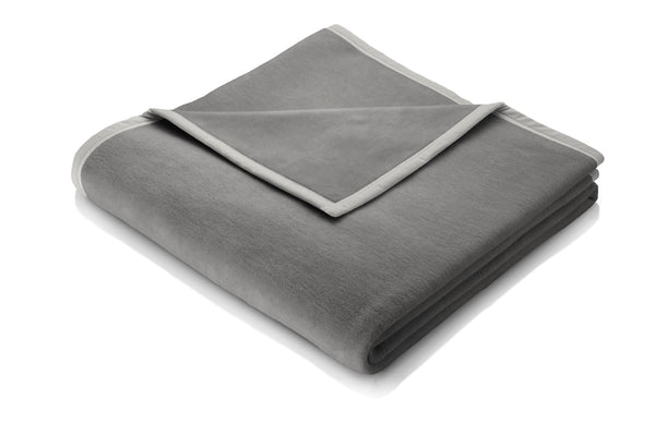 Cotton Contrast Blanket - Grey - 140x180