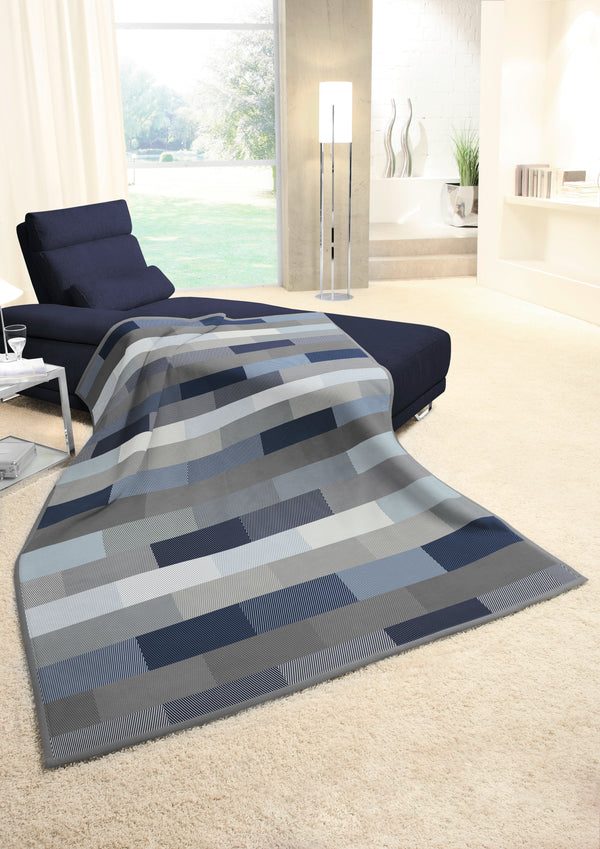 Textured Blocks Blue Throw 140 x 180cm