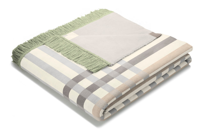 Cotton Rich Border Check Blanket - Green - 140x180