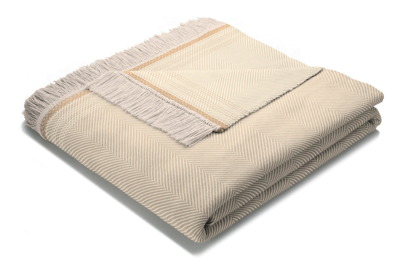 Cotton Rich Border Twill Blanket - Natural - 140x180