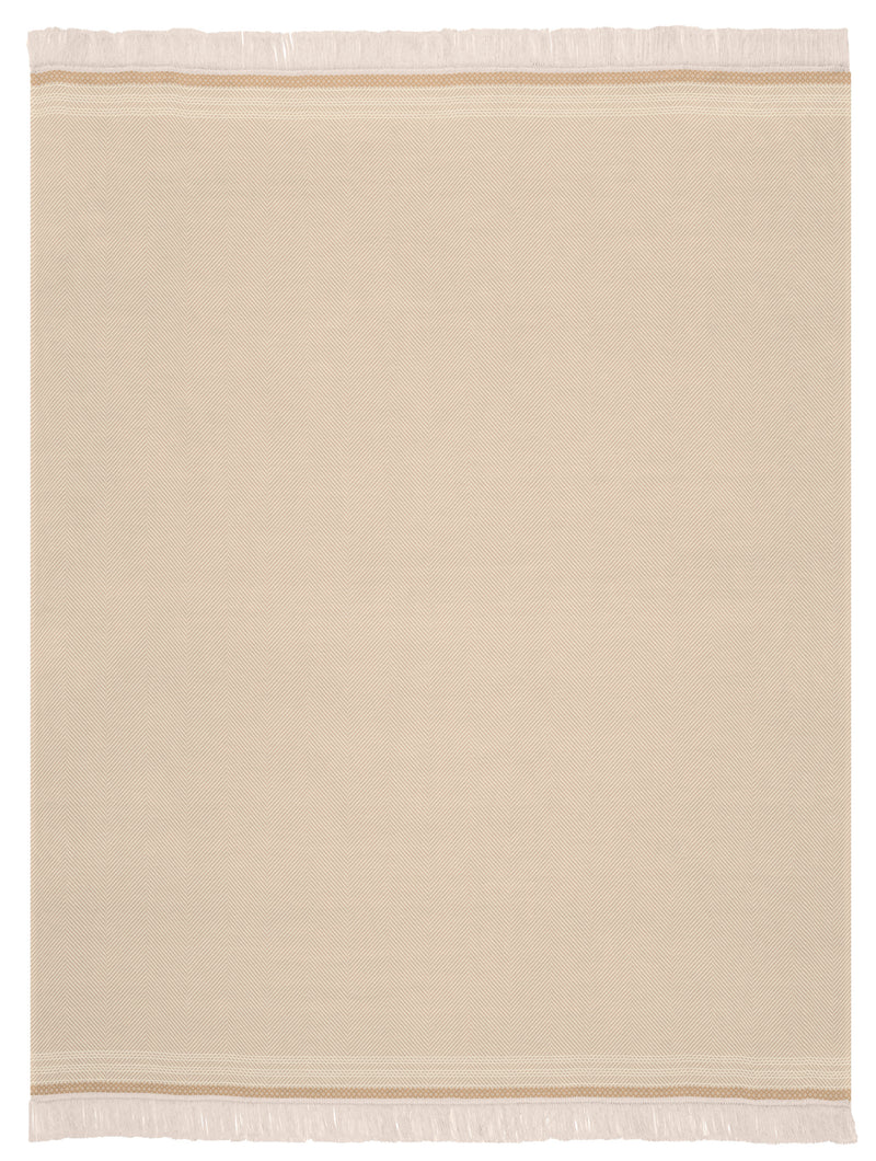Cotton Rich Border Twill Blanket - Natural - 140x180