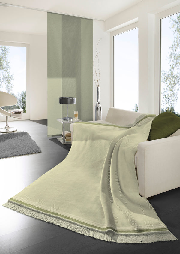 Cotton Rich Border Twill Blanket - Green - 140x180