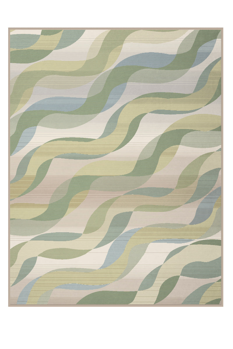 Cotton Rich Waves Blanket - Green - 140x180