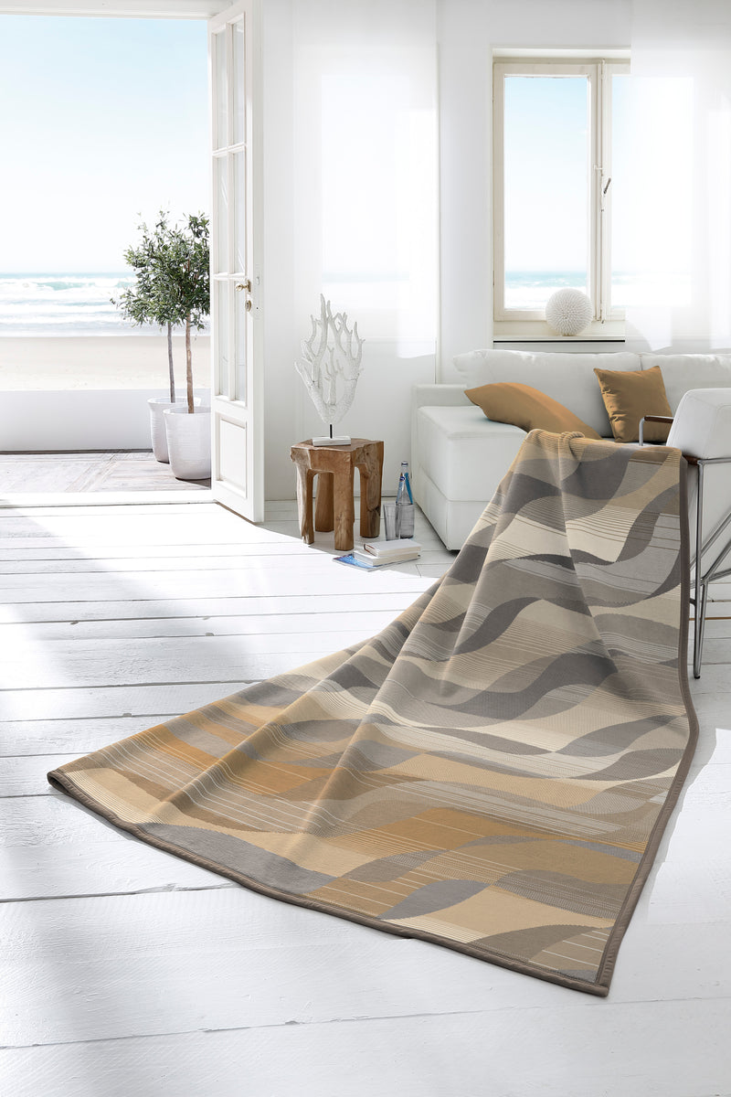 Cotton Rich Waves Blanket - Natural - 140x180