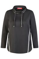 Drawstring Top with Trim - Black