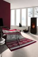 Cotton Rich Throw -  Snowflake Red 140 x 180