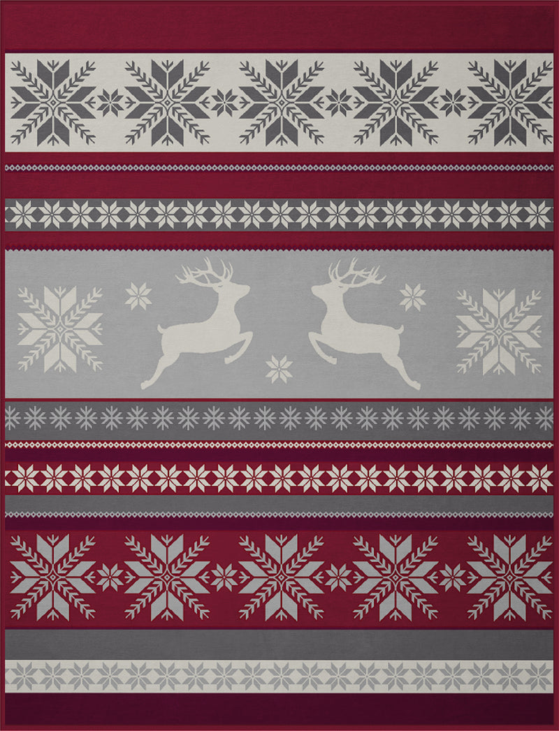 Cotton Rich Throw -  Snowflake Red 140 x 180
