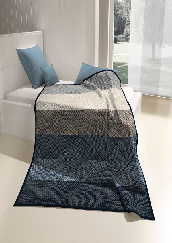 Cotton Rich Cross Hatch Blue Throw 140x180